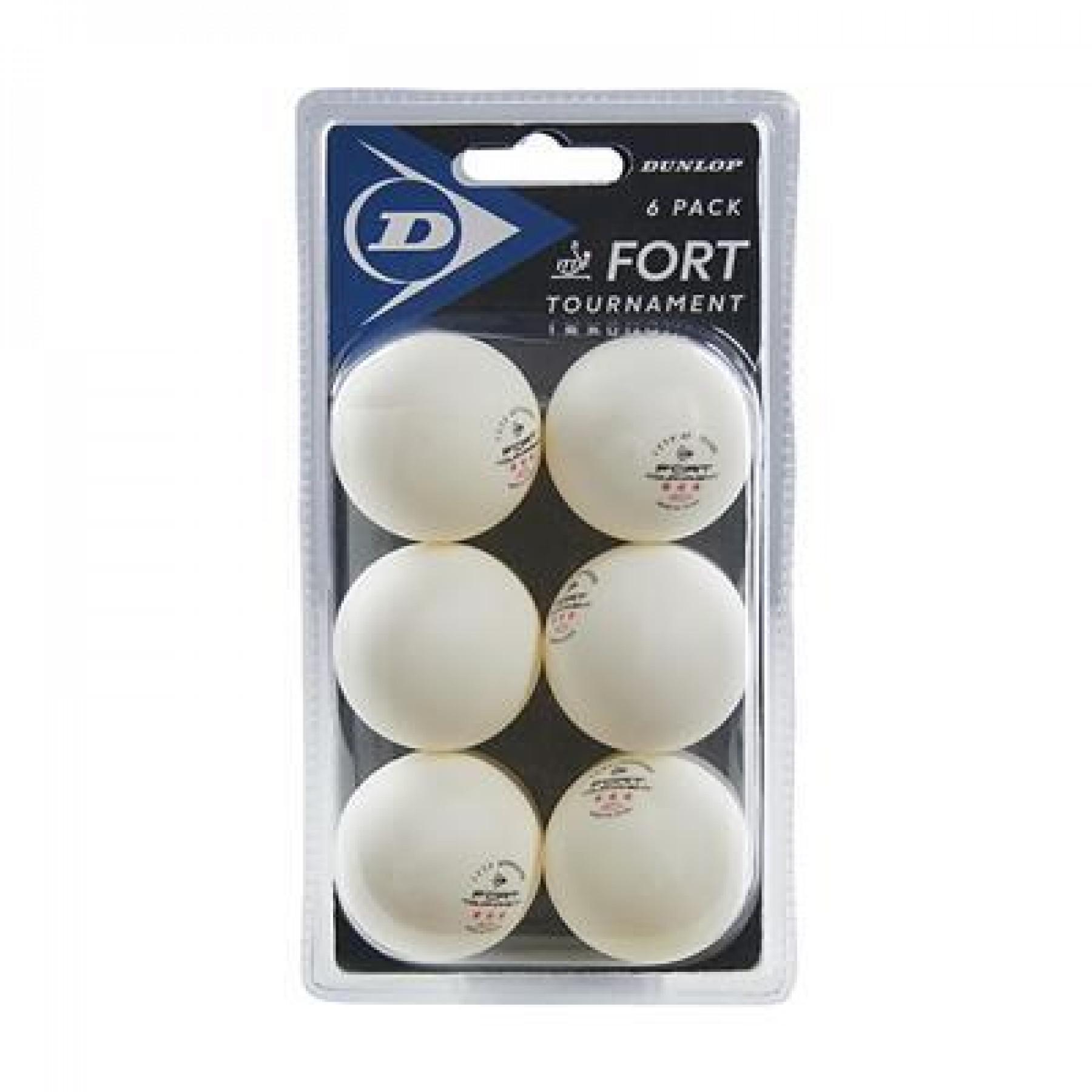 Set van 6 tafeltennisballen Dunlop 40+ fort tournament