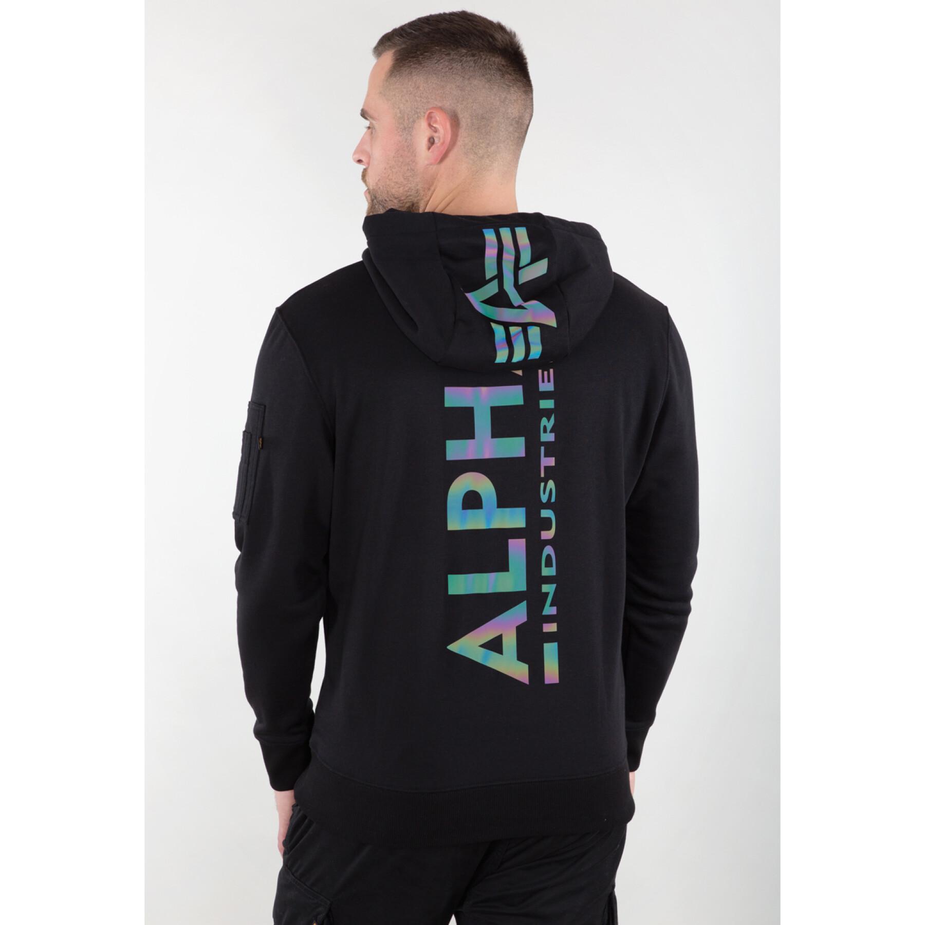 Hooded sweatshirt met rits Alpha Industries Basic Rainbow Reflective