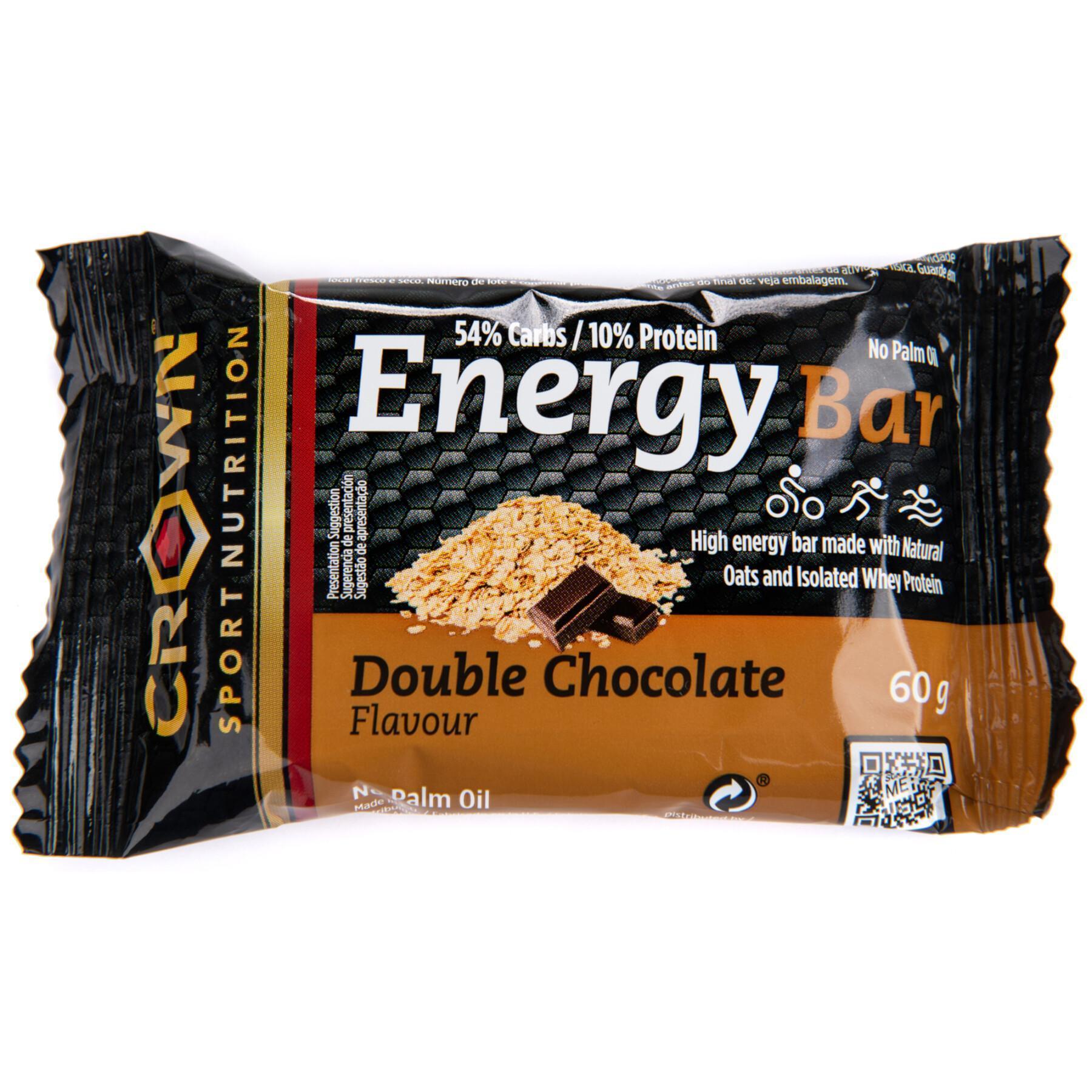 Set van 12 voedingsrepen Crown Sport Nutrition Energy - double chocolat - 60 g