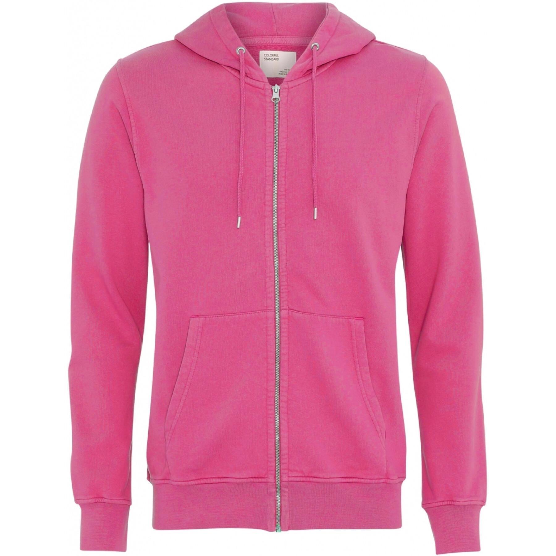 Hooded sweatshirt met rits Colorful Standard Classic Organic bubblegum pink