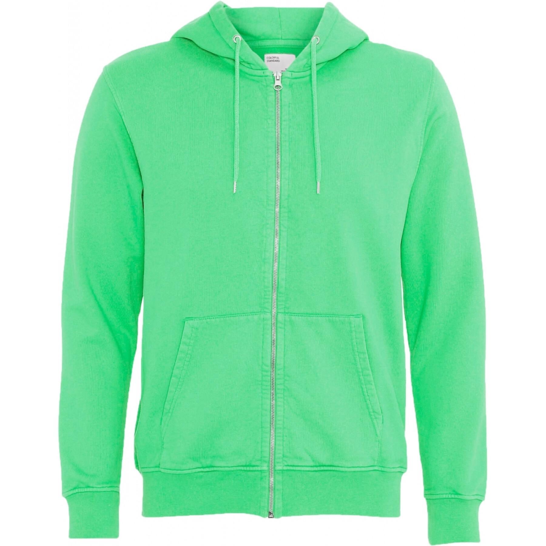 Hooded sweatshirt met rits Colorful Standard Classic Organic spring green