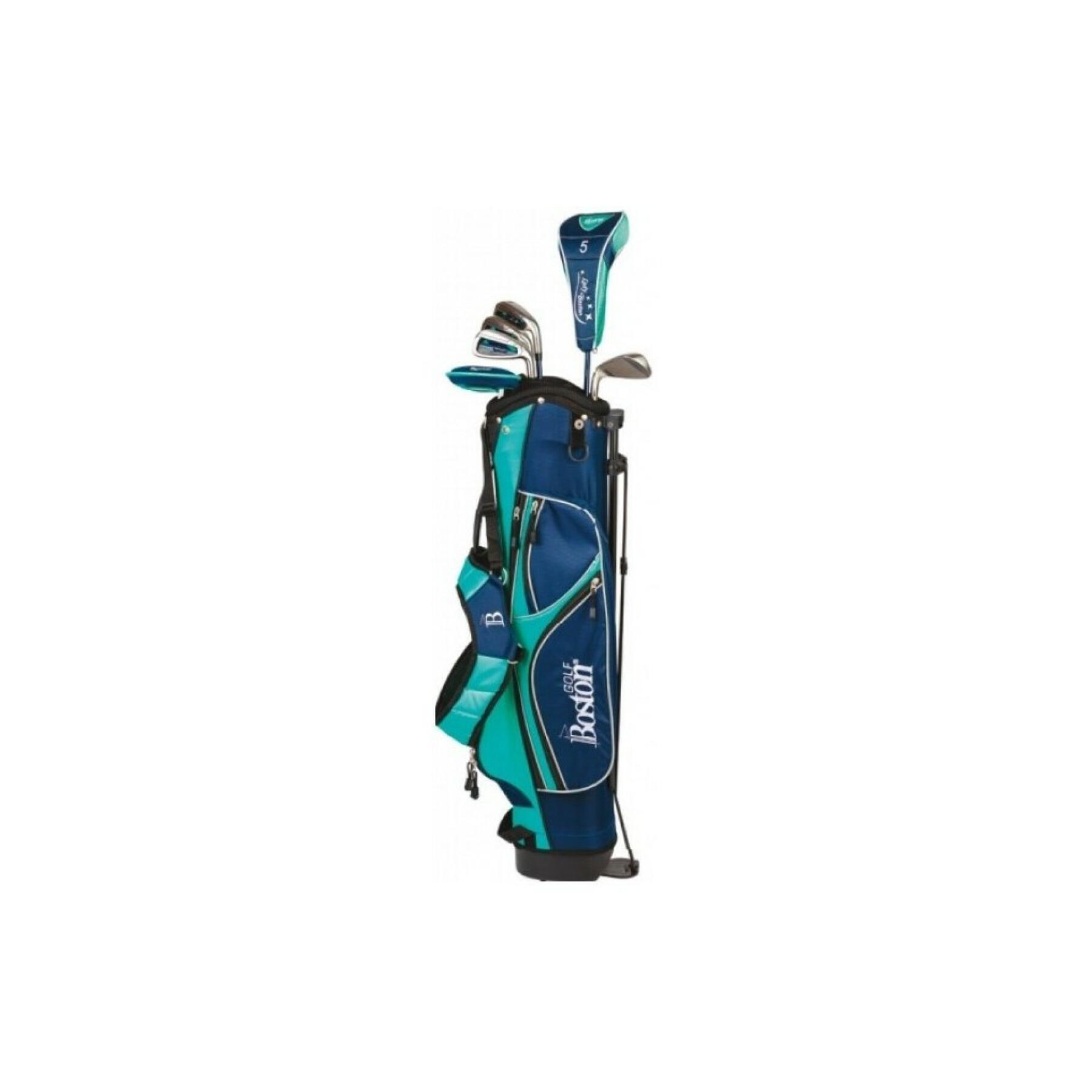 Kit (tas + 6 clubs) linkshandige vrouw Boston Golf kimba 6" 1/2 série