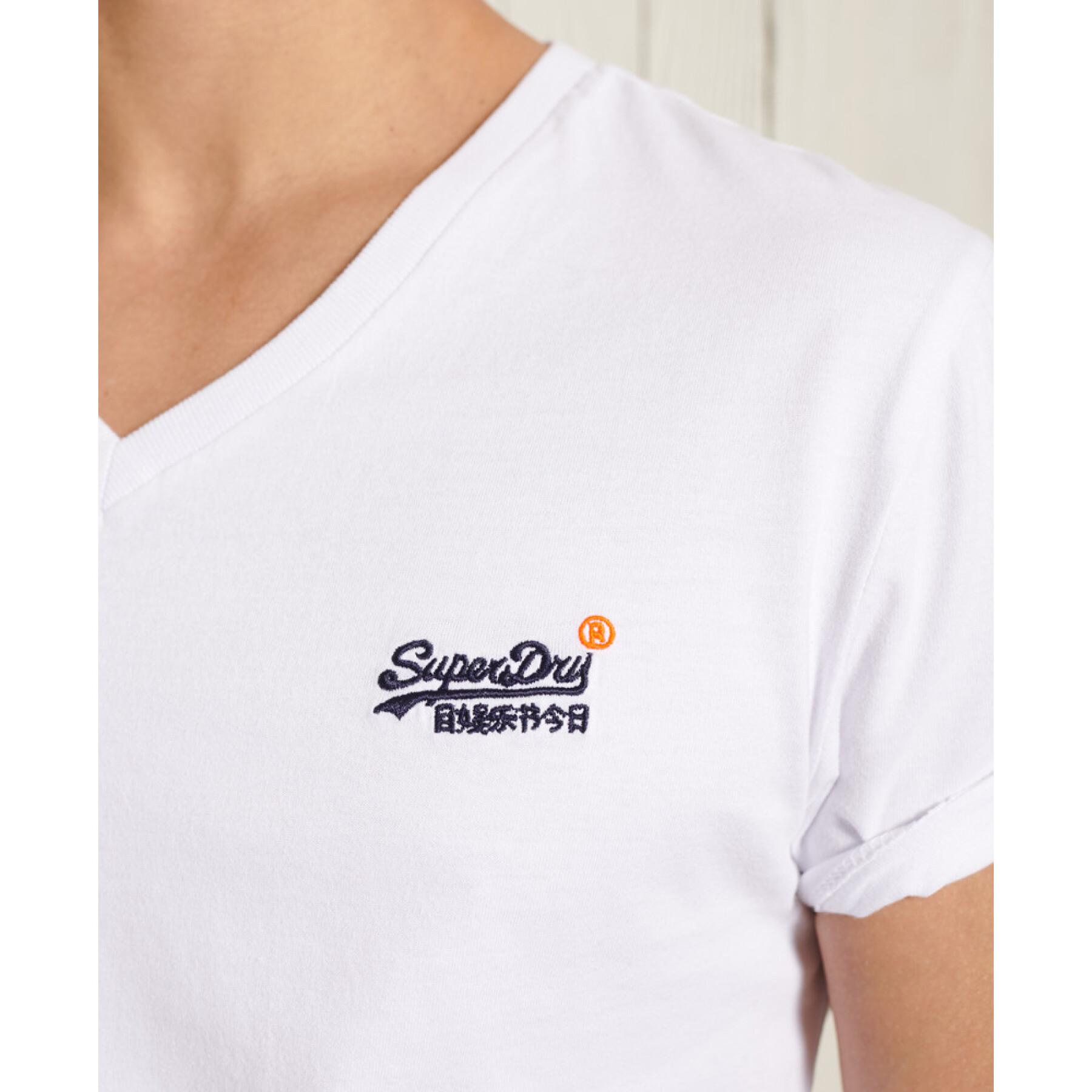 T-shirt met klassieke kraag Superdry V en coton bio