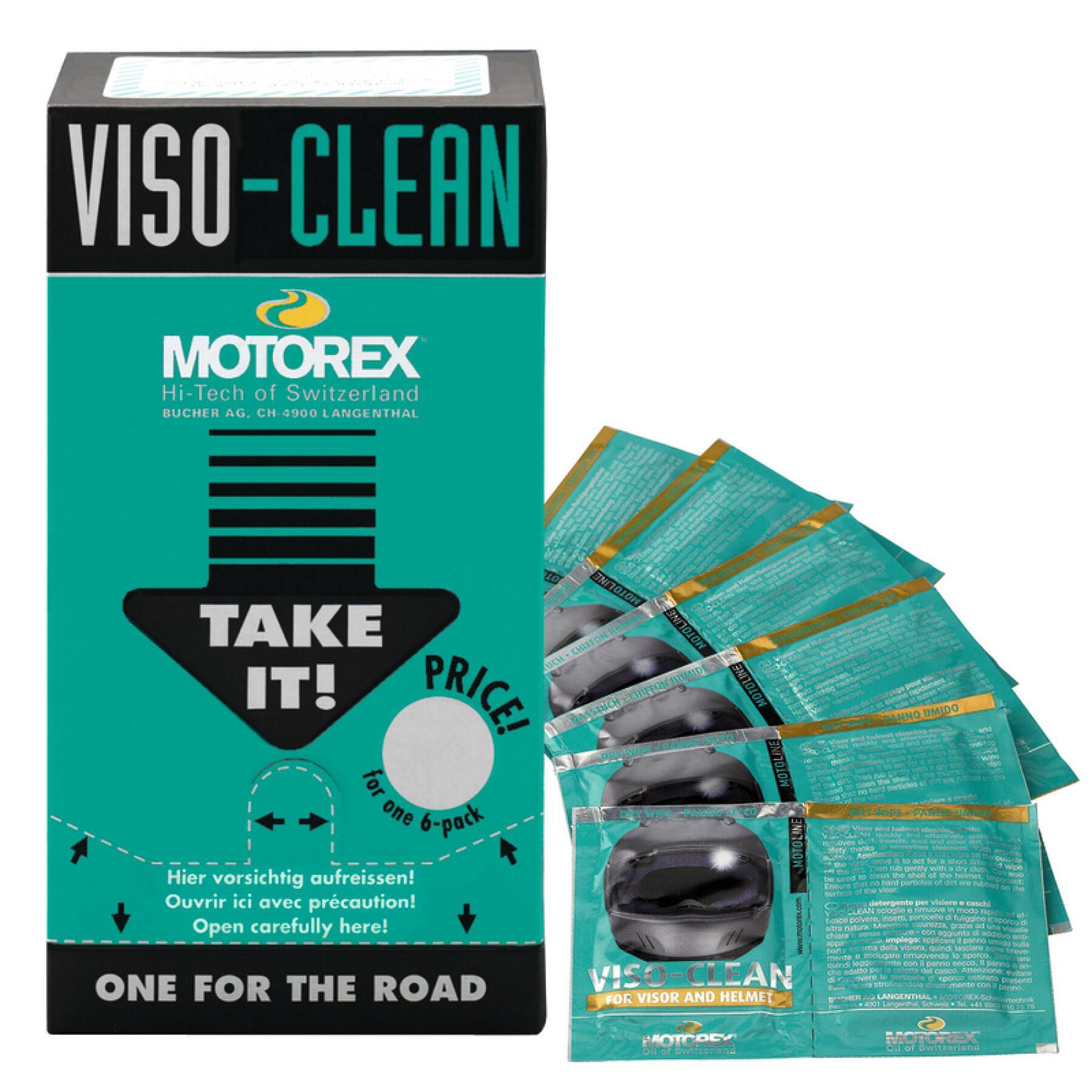 Set van 12 zakjes met 6 reinigingsdoekjes Motorex Viso Clean