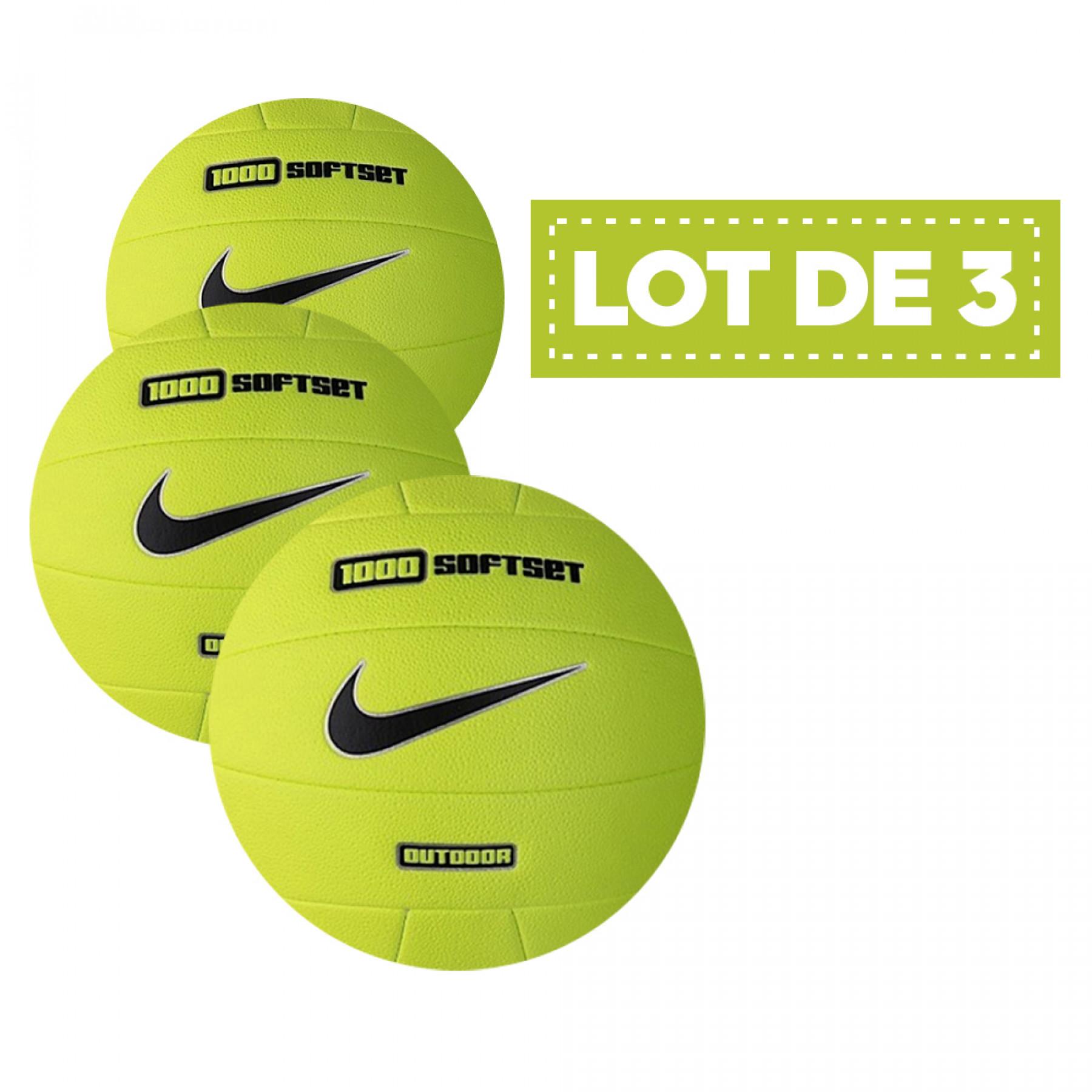 Set van 3 ballonnen Nike 1000 softset outdoor jaune fluo