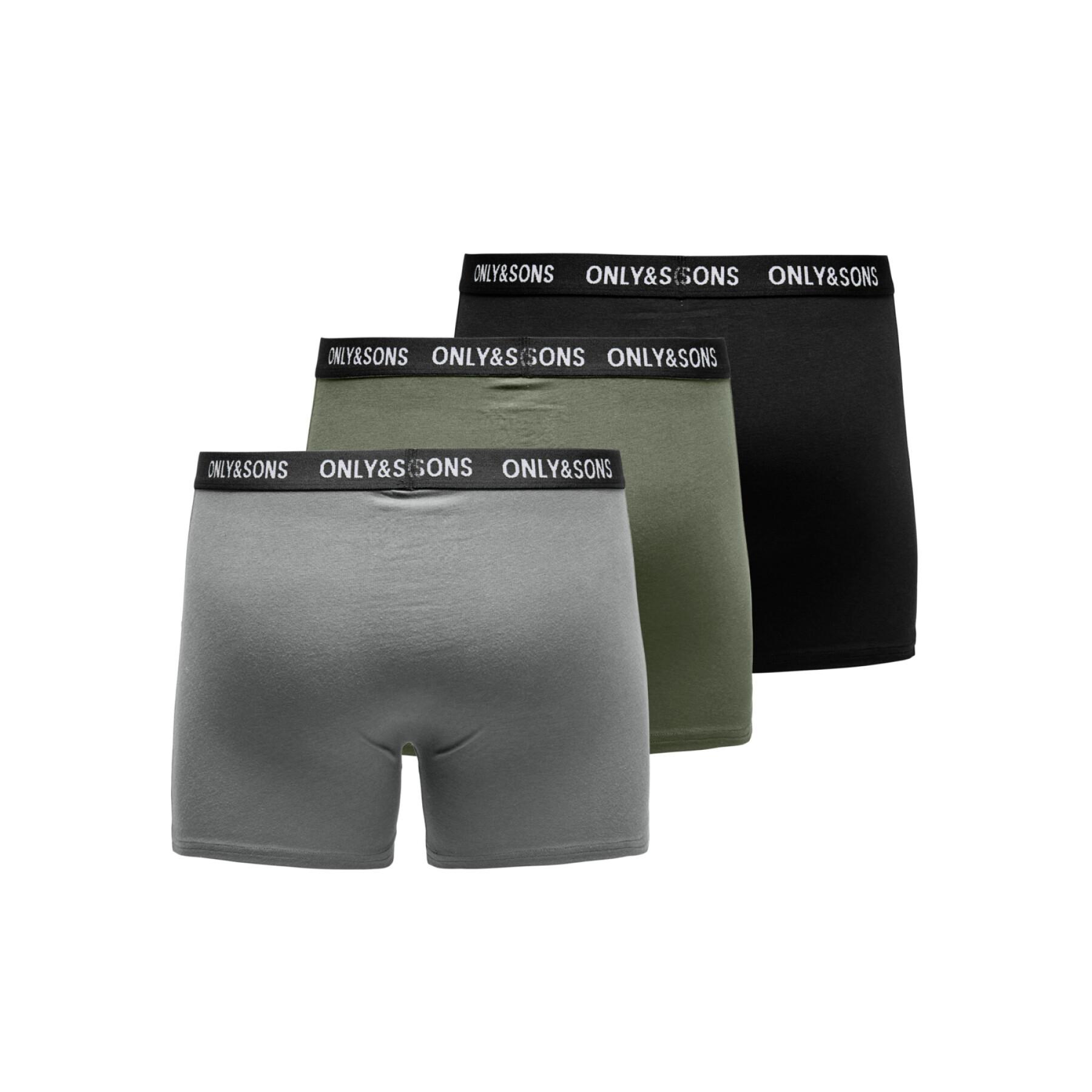 Set van 3 boxers Only & Sons Fitz Solid