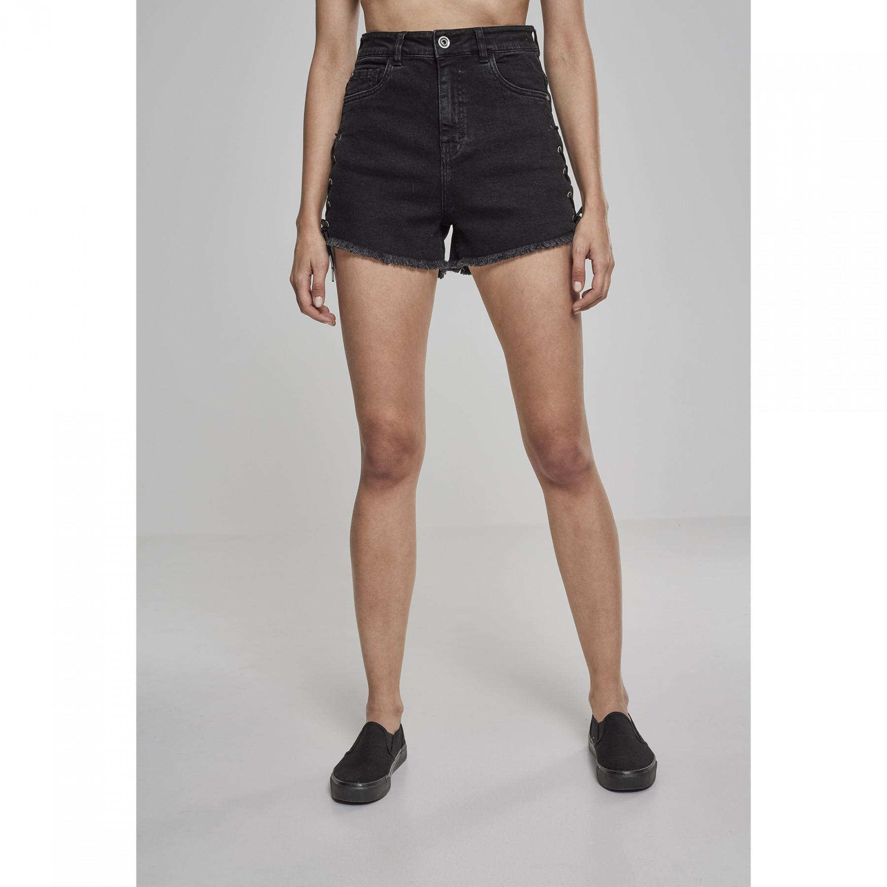 Dames shorts Urban Classic waist denim lace up