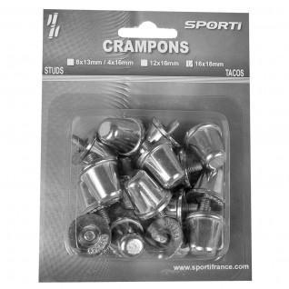 Conische rugbyschoenplaatjes blisterverpakking van 16 aluminium schoenplaatjes/18 mm Sporti