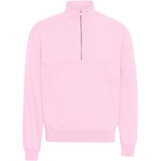 Sweatshirt 1/4 rits Colorful Standard Organic flamingo pink