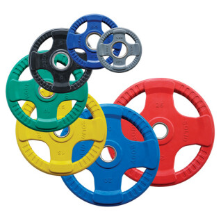 Olympische body-solid 4 grip gekleurde rubberen schijven 25 kg