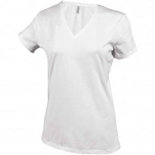 Dames-T-shirt van katoen Kariban Col V blanc